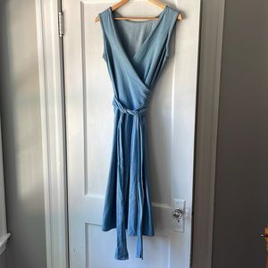 Two Fold Kayo Wrap Dress in denim